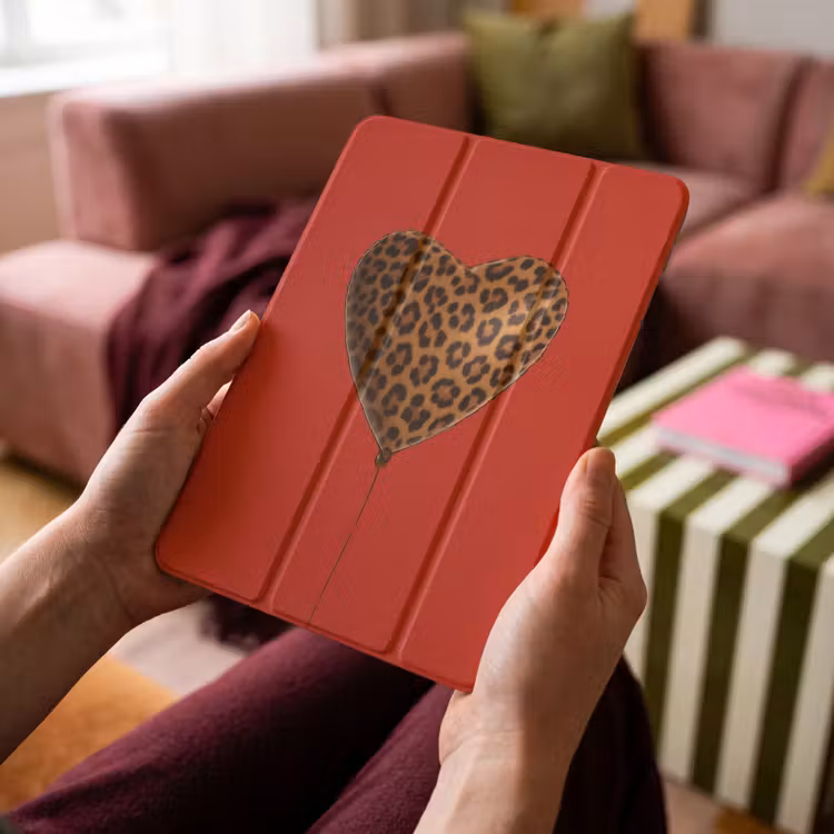 iPad-Hülle - Ballon - Herzform - Rot - Panther-Muster — 4