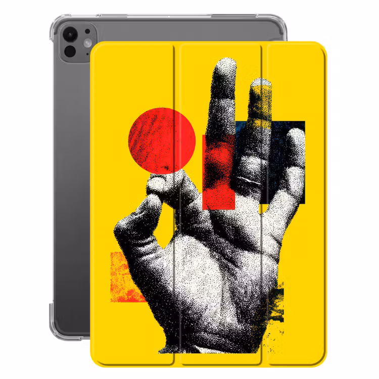 iPad-Hülle - Hand - Roter Kreis - Gelb — 1