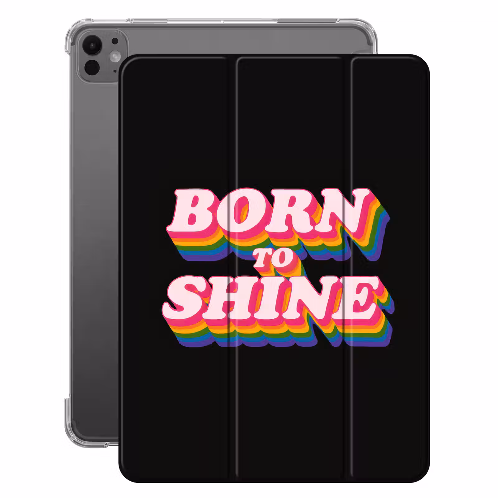 iPad-Hülle - Zitat - Regenbogen - Rosa - Schwarz — 1