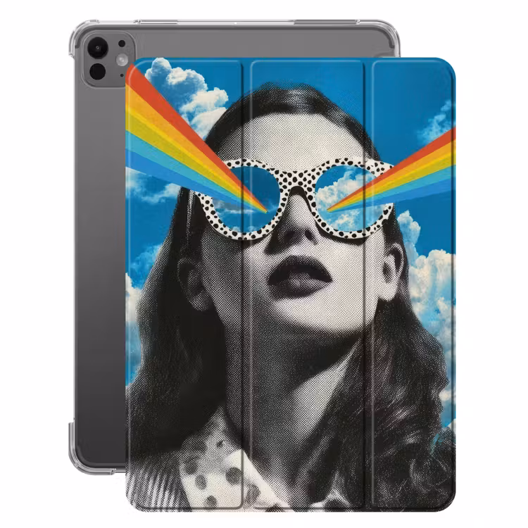 iPad-Hülle - Frau - Brille - Regenbogen - Wolken — 1