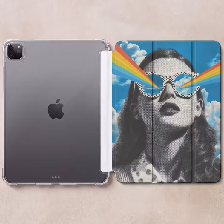iPad-Hülle - Frau - Brille - Regenbogen - Wolken — 6