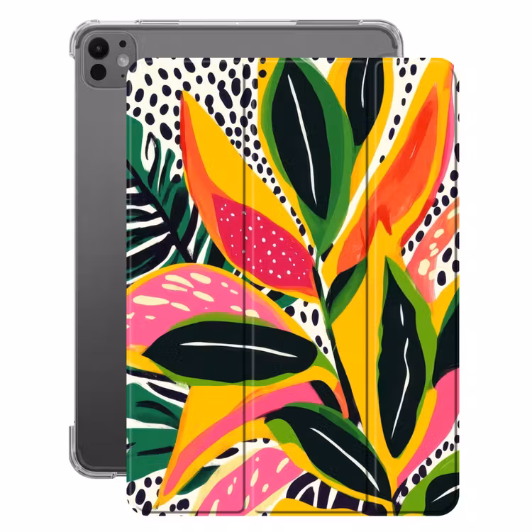 iPad-Hülle - Tropical - Blätter - Schwarz und weiß — 1