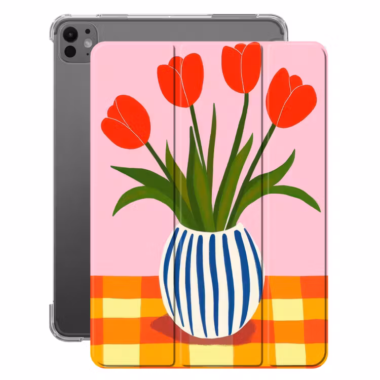 iPad-Hülle - Tulpen - Rosa - Vase — 1