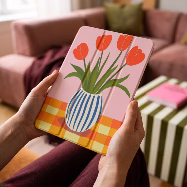 iPad-Hülle - Tulpen - Rosa - Vase — 4