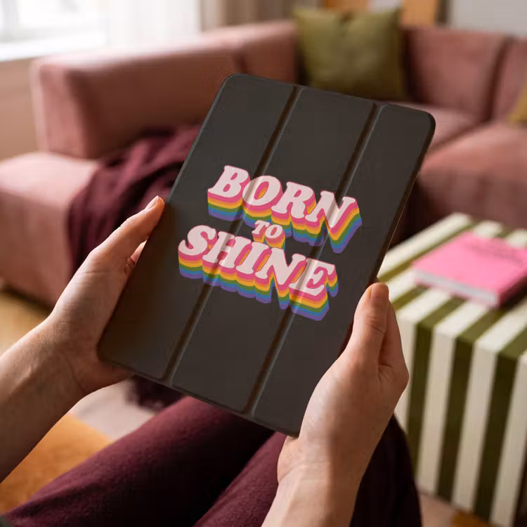 iPad-Hülle - Zitat - Regenbogen - Rosa - Schwarz — 4