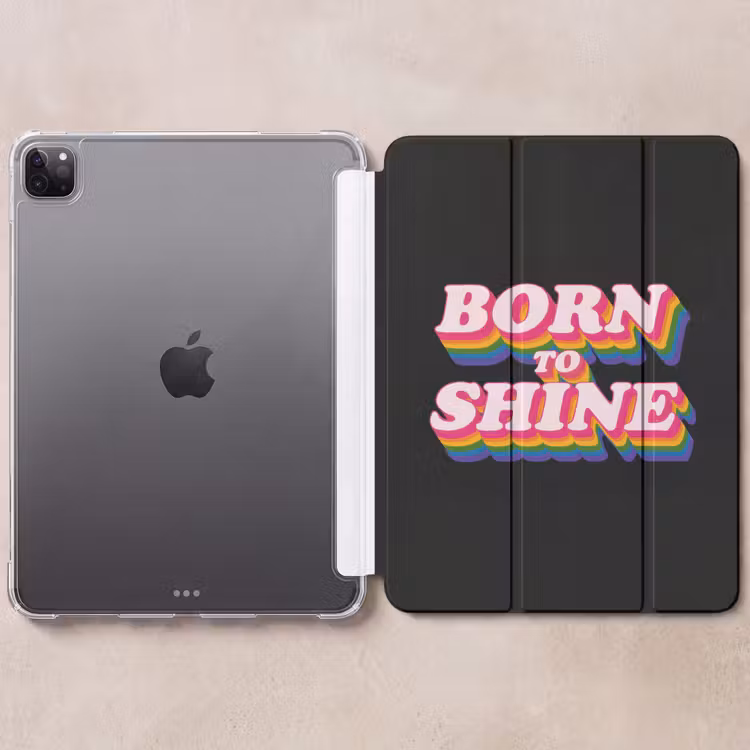 iPad-Hülle - Zitat - Regenbogen - Rosa - Schwarz — 6