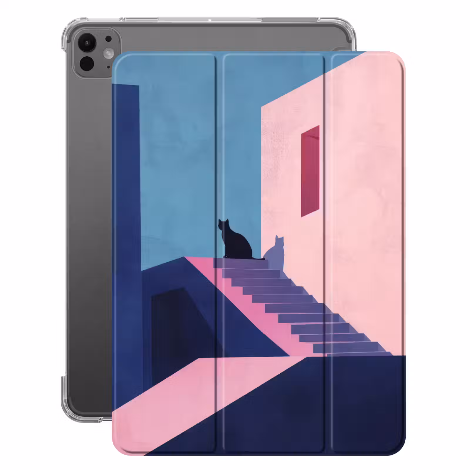 iPad-Hülle - Katze - Treppe - Gebäude - Schattenkontraste — 1
