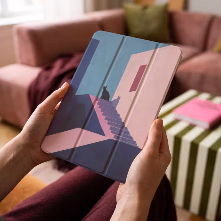 iPad-Hülle - Katze - Treppe - Gebäude - Schattenkontraste — 4