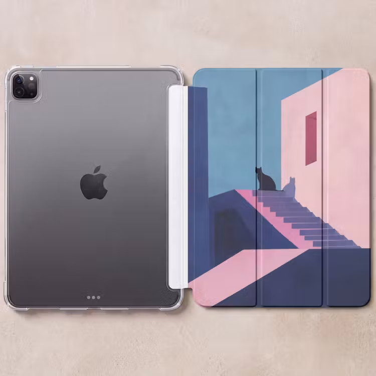 iPad-Hülle - Katze - Treppe - Gebäude - Schattenkontraste — 6