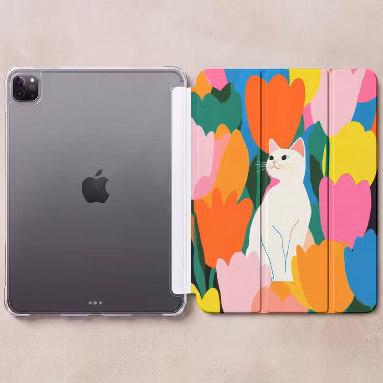 iPad-Hülle - Tulpen - Katze - Farbenfroh — 6