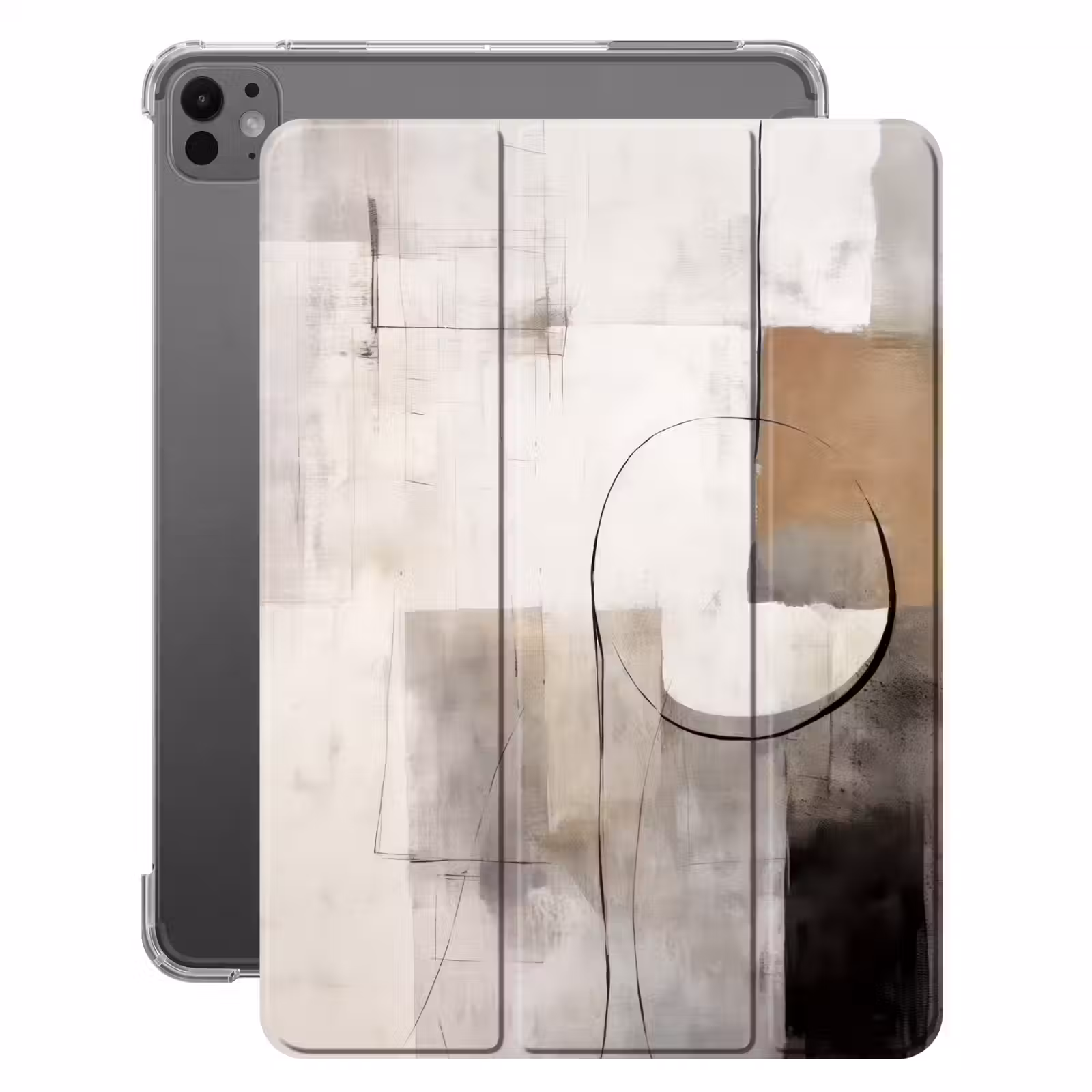 iPad-Hülle - Abstrakte Kunst - Industriell - Weiß - Grau — 1