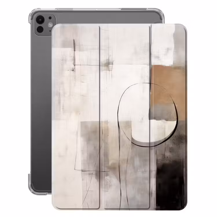 iPad-Hülle - Abstrakte Kunst - Industriell - Weiß - Grau — 1