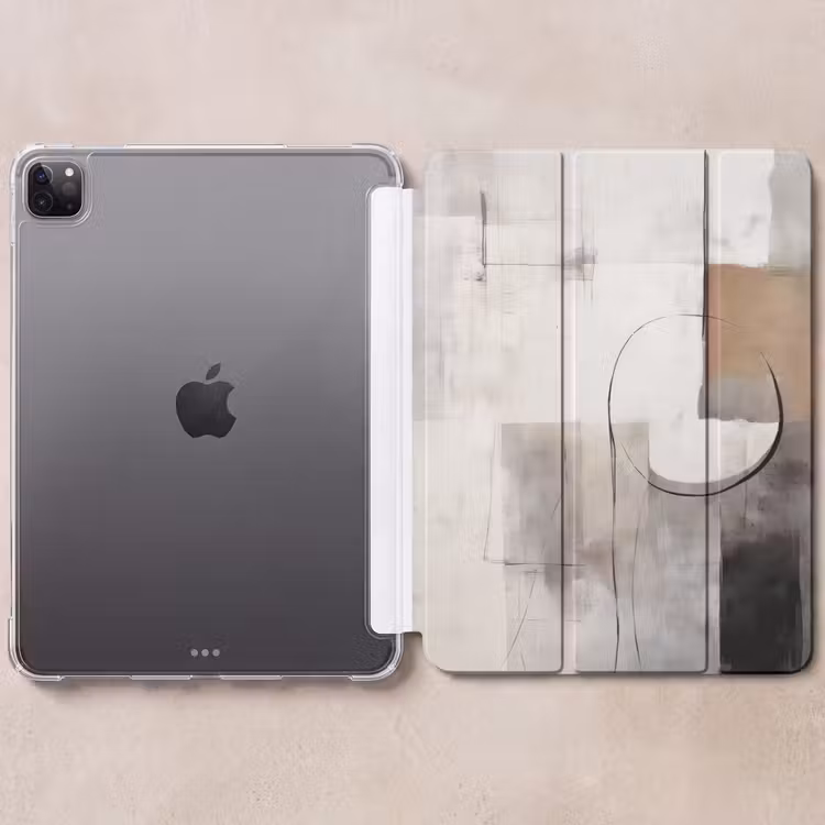 iPad-Hülle - Abstrakte Kunst - Industriell - Weiß - Grau — 6