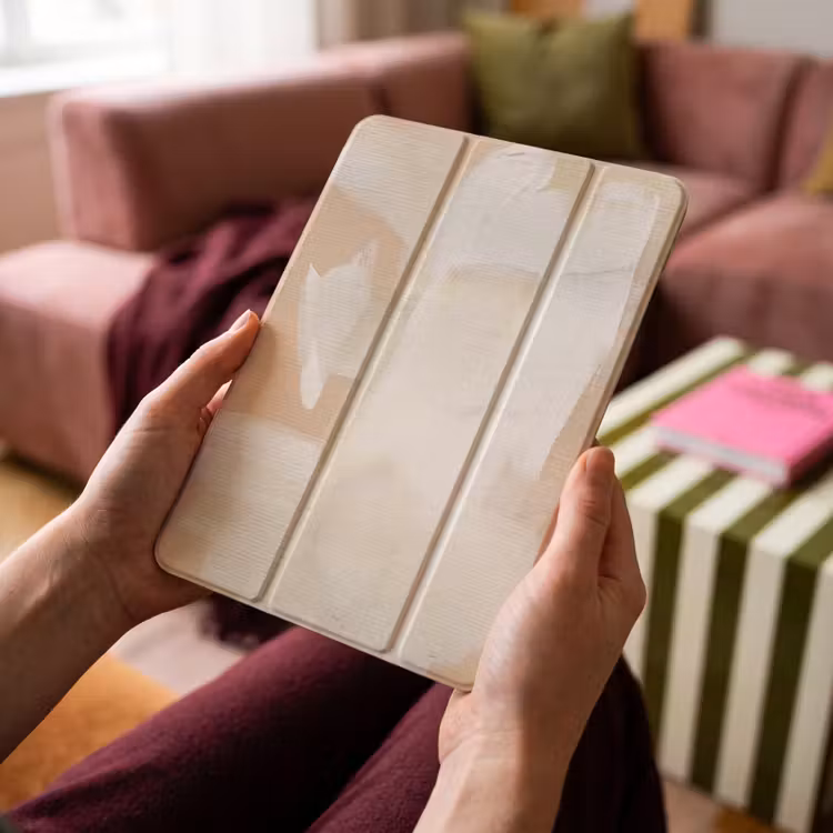 iPad-Hülle - Kunst - Weiß - Beige - Modern — 4