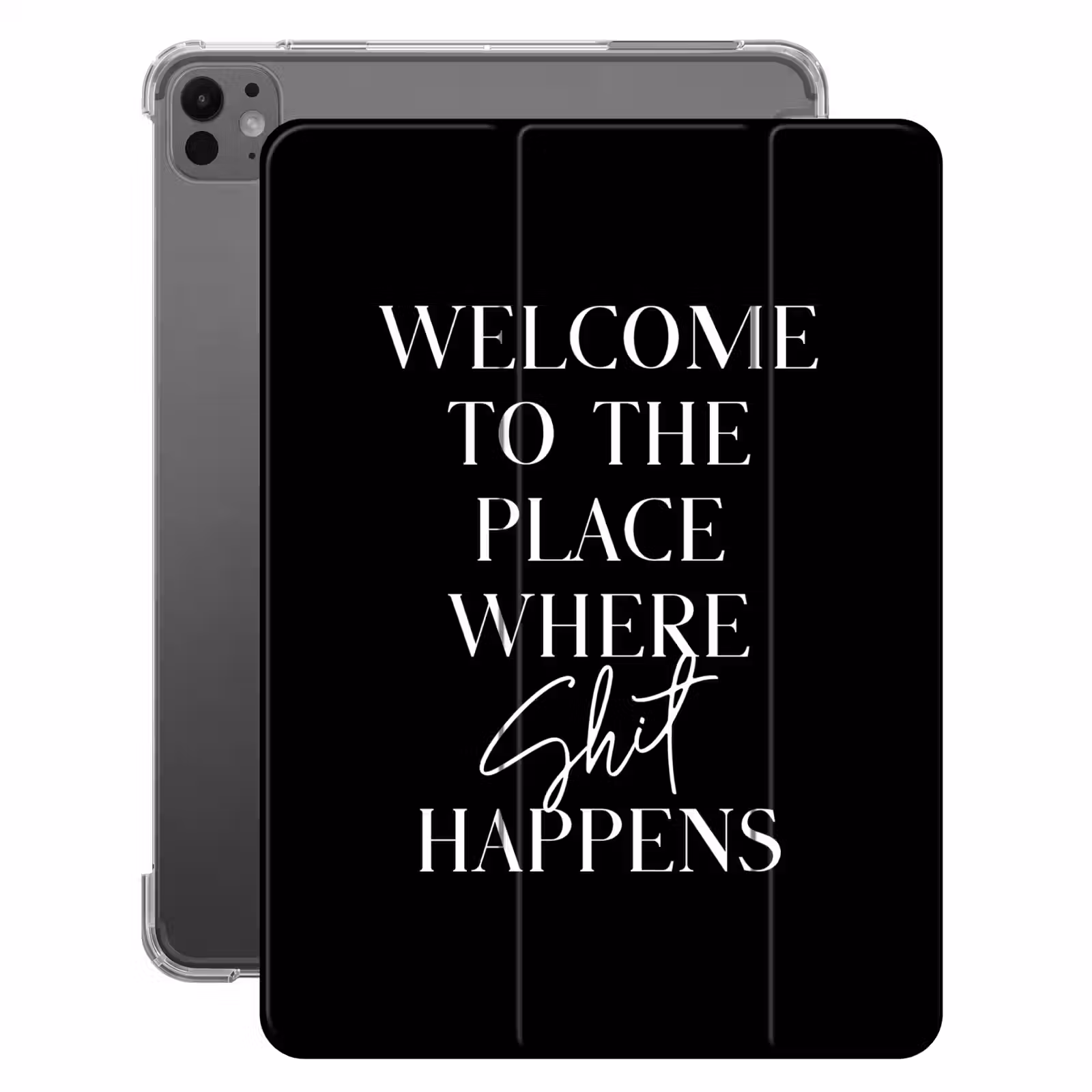 iPad-Hülle - Zitate - Schwarz - Willkommen an dem Ort, wo Scheiße passiert - Humor — 1