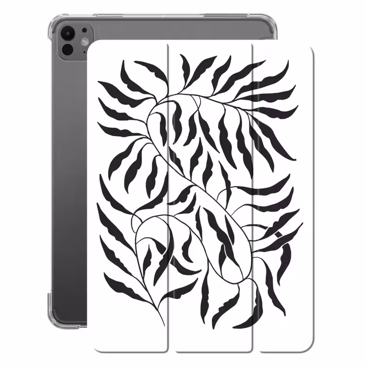 iPad-Hülle - Blätter - Pflanzen - böhmisch - weiß - abstrakt — 1