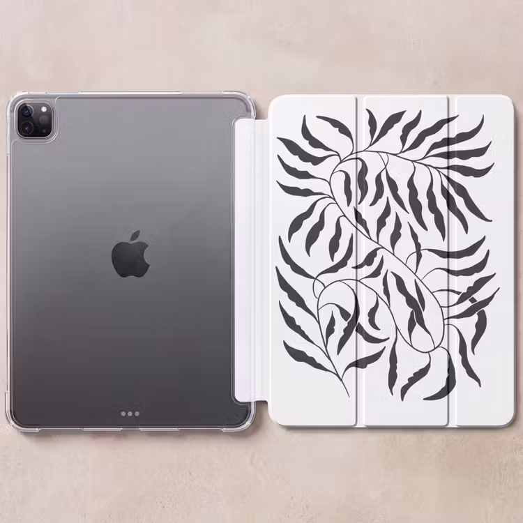 iPad-Hülle - Blätter - Pflanzen - böhmisch - weiß - abstrakt — 6