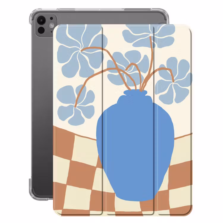 iPad-Hülle - Blumen - Topf - Blau - Abstrakte Kunst — 1