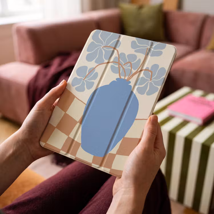 iPad-Hülle - Blumen - Topf - Blau - Abstrakte Kunst — 4