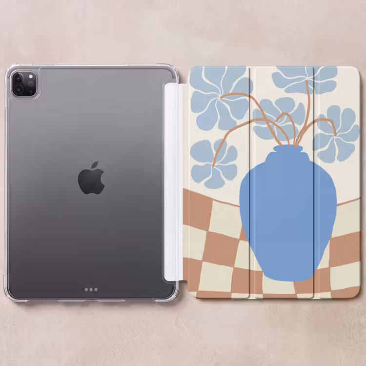 iPad-Hülle - Blumen - Topf - Blau - Abstrakte Kunst — 6