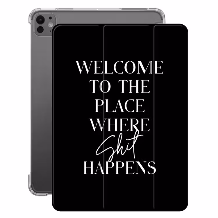 iPad-Hülle - Zitate - Schwarz - Willkommen an dem Ort, wo Scheiße passiert - Humor — 1