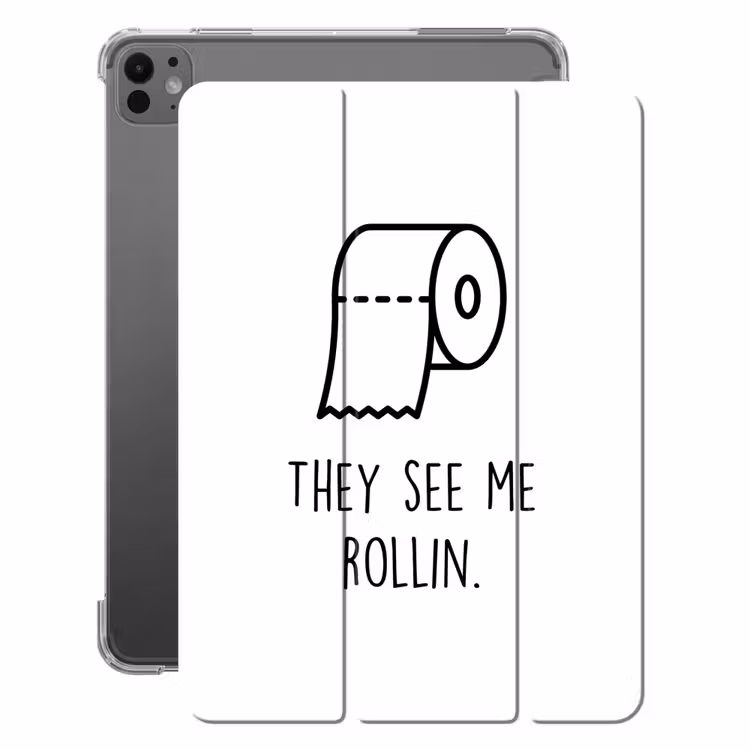 iPad-Hülle - Sprichwort - Toilettenpapier - Sie sehen mich rollen - Weiß - Zitate — 1