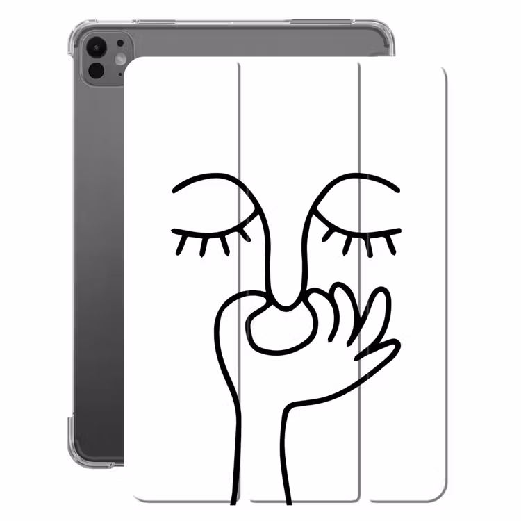 iPad-Hülle - Strichzeichnung - Gesicht - Weiß — 1
