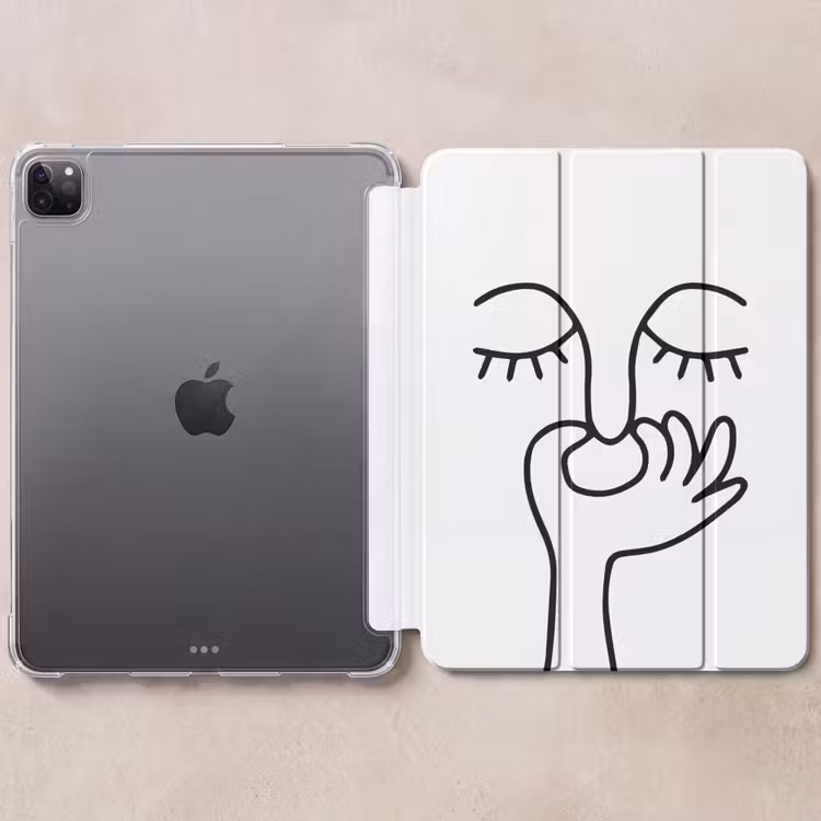 iPad-Hülle - Strichzeichnung - Gesicht - Weiß — 6