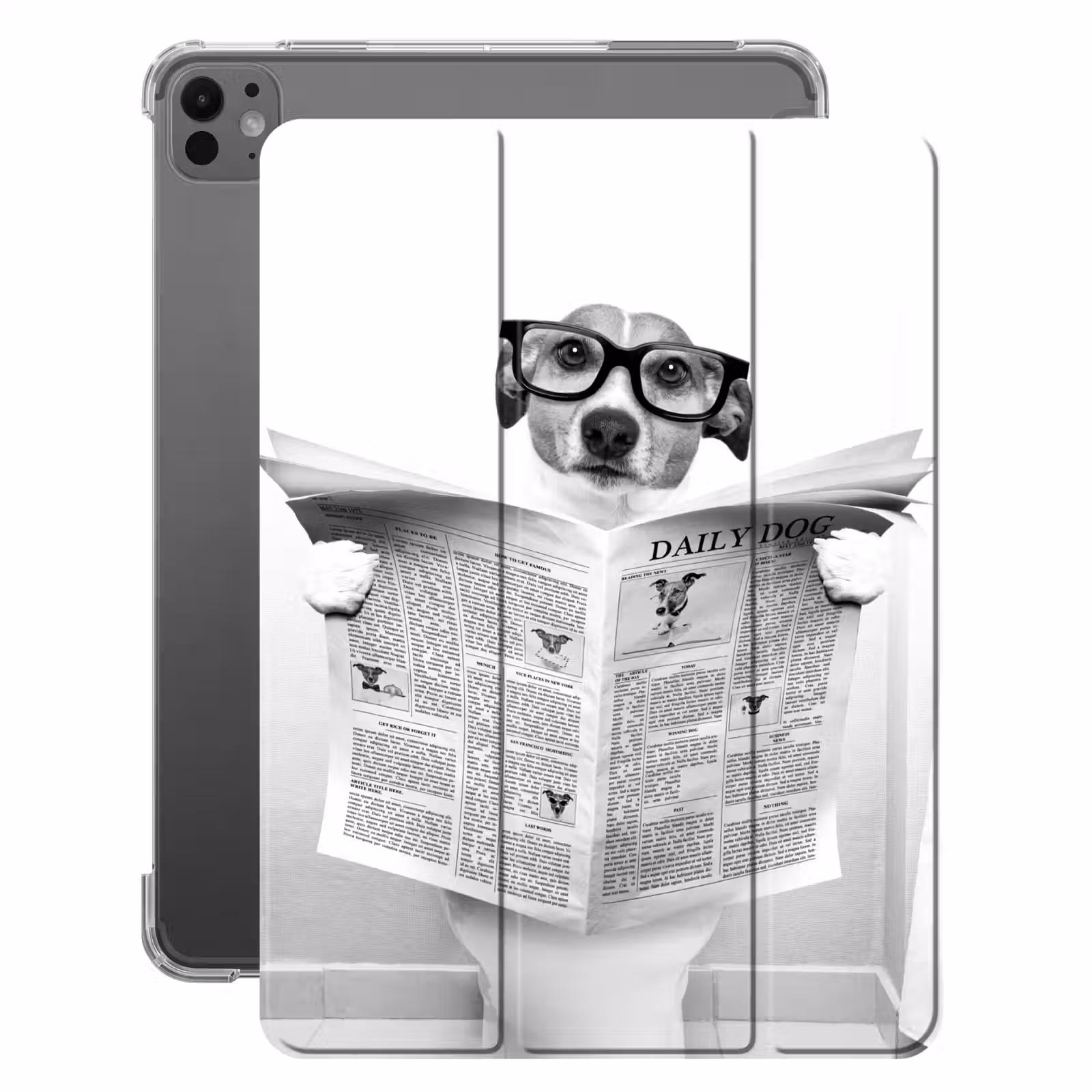 iPad-Hülle - Hund - Zeitung - Toilette - Schwarz und weiß - Tiere — 1