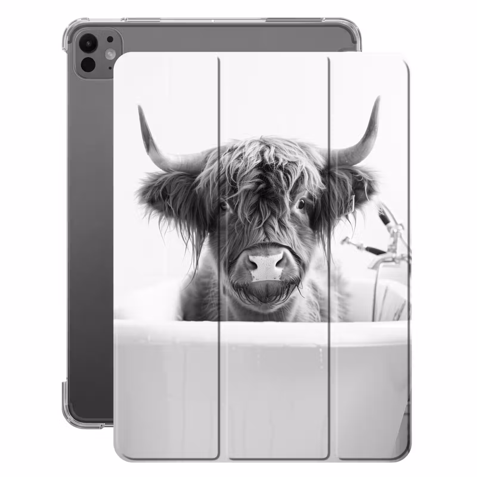 iPad-Hülle - Schottischer Highlander - Kuh - Bad - Schwarz und weiß — 1