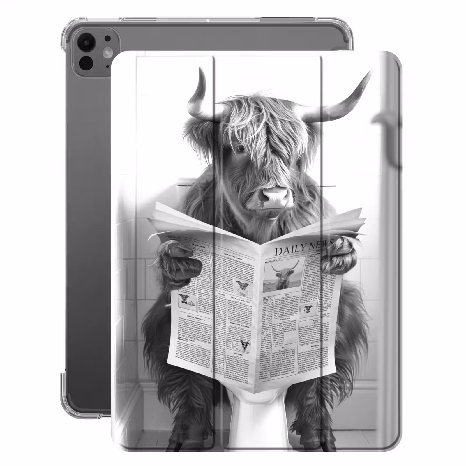 iPad-Hülle - Scottish Highlander - Tier - Zeitung - WC — 1