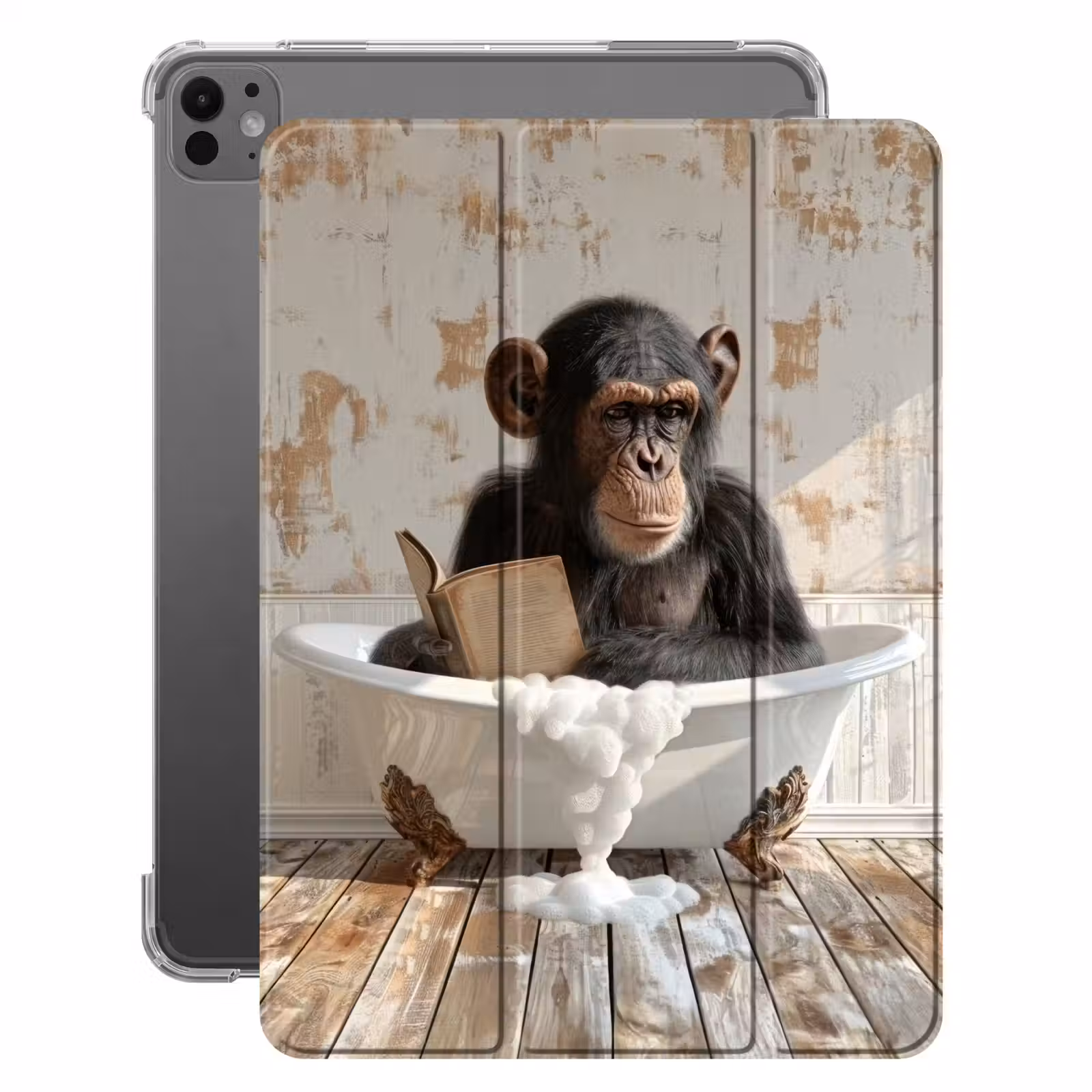 iPad-Hülle - Vintage - Affe - Badewanne - Schaumstoff - Tier — 1