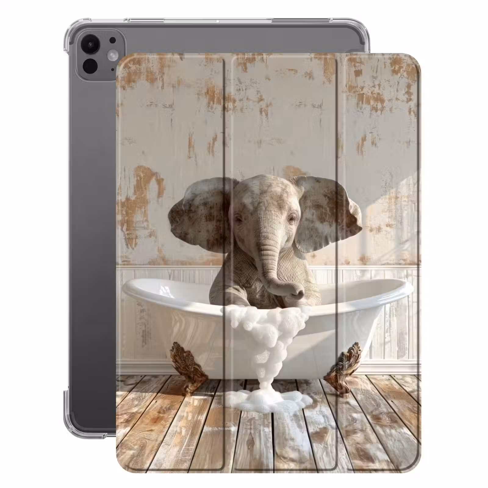iPad-Hülle - Vintage - Elefant - Badewanne - Schaumstoff - Wildlife — 1