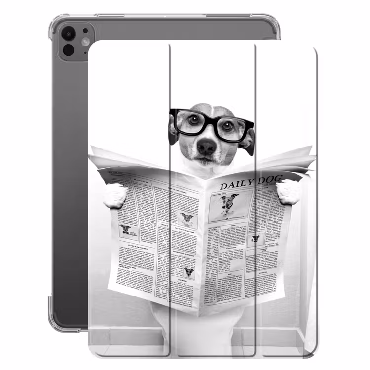 iPad-Hülle - Hund - Zeitung - Toilette - Schwarz und weiß - Tiere — 1