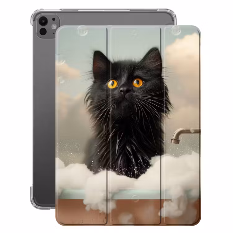 iPad-Hülle - Katze - Bad - Schwarz - Tiere - Schaumstoff — 1
