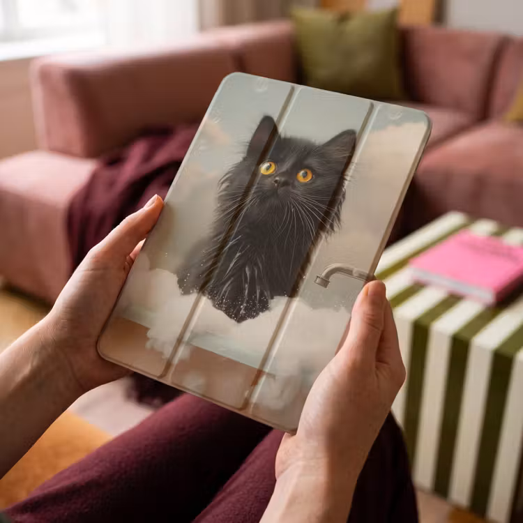 iPad-Hülle - Katze - Bad - Schwarz - Tiere - Schaumstoff — 4