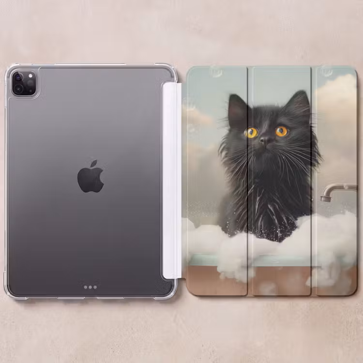 iPad-Hülle - Katze - Bad - Schwarz - Tiere - Schaumstoff — 6