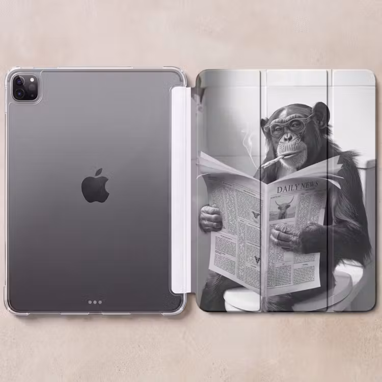 iPad-Hülle - Schimpanse - Affe - Zeitung - WC - Humor — 6