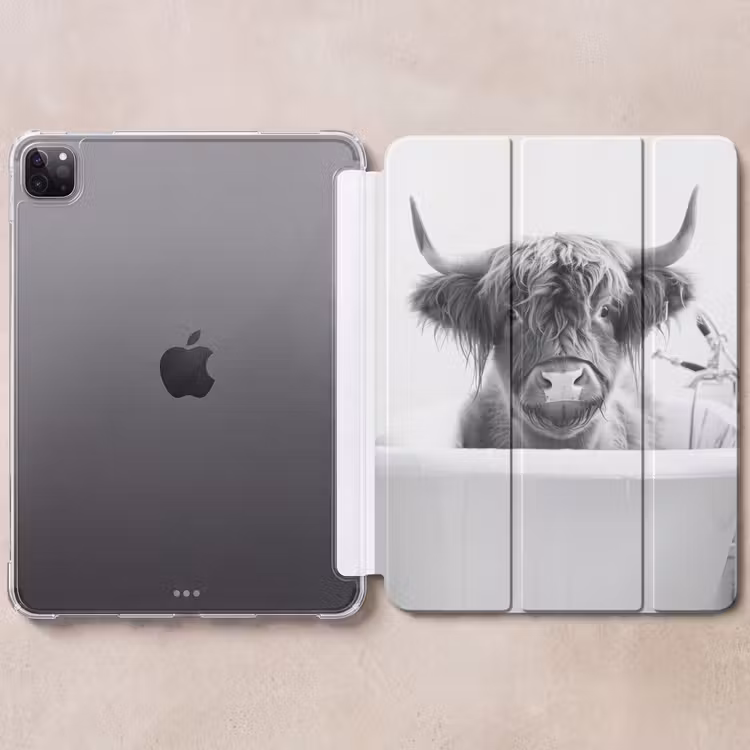 iPad-Hülle - Schottischer Highlander - Kuh - Bad - Schwarz und weiß — 6