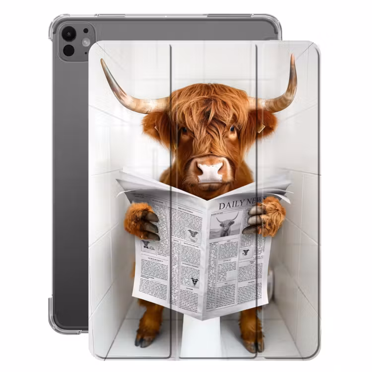 iPad-Hülle - Schottischer Highlander - Tier - Zeitung - Toilette — 1