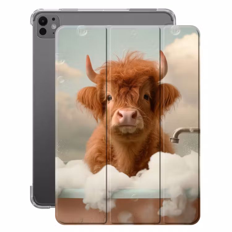 iPad-Hülle - Schottischer Hochländer - Bad - Schaum - Kuh — 1