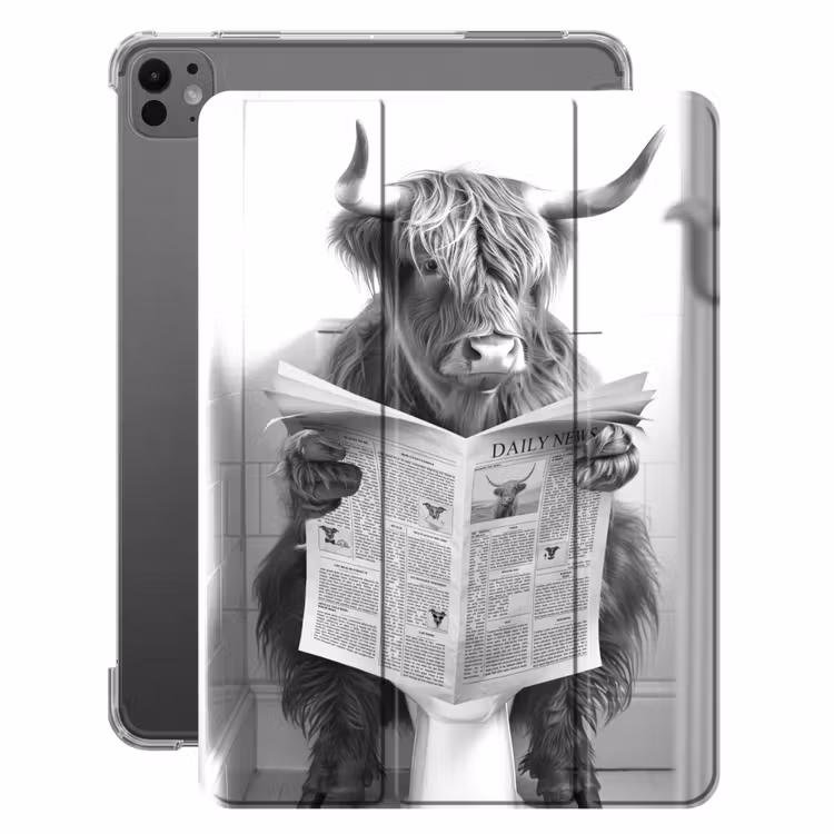iPad-Hülle - Scottish Highlander - Tier - Zeitung - WC — 1