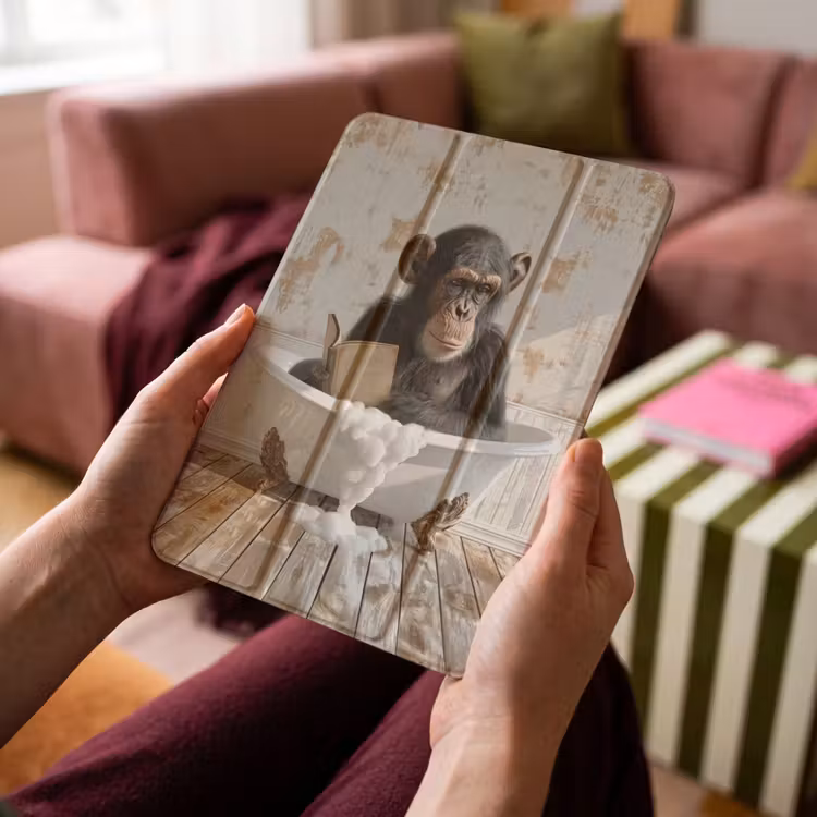 iPad-Hülle - Vintage - Affe - Badewanne - Schaumstoff - Tier — 4