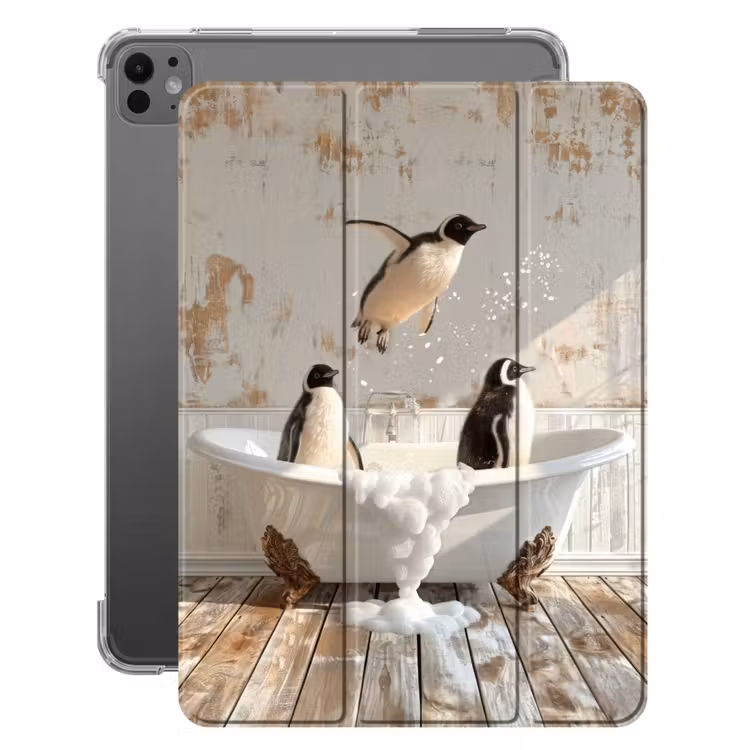 iPad-Hülle - Vintage - Pinguin - Badewanne - Schaumstoff — 1