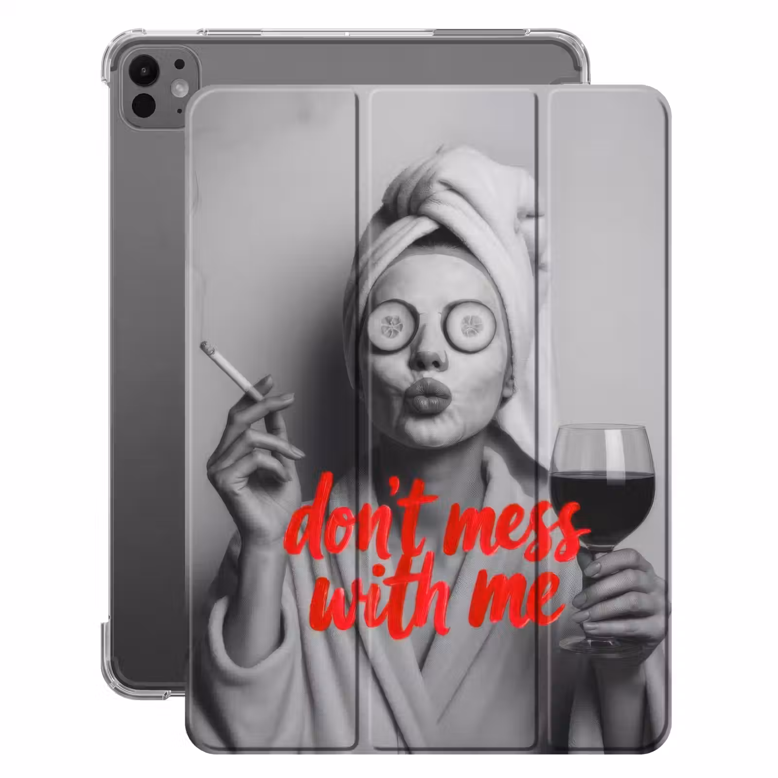 iPad-Hülle - Leg dich nicht mit mir an - Wein - Frau - Zigarette — 1