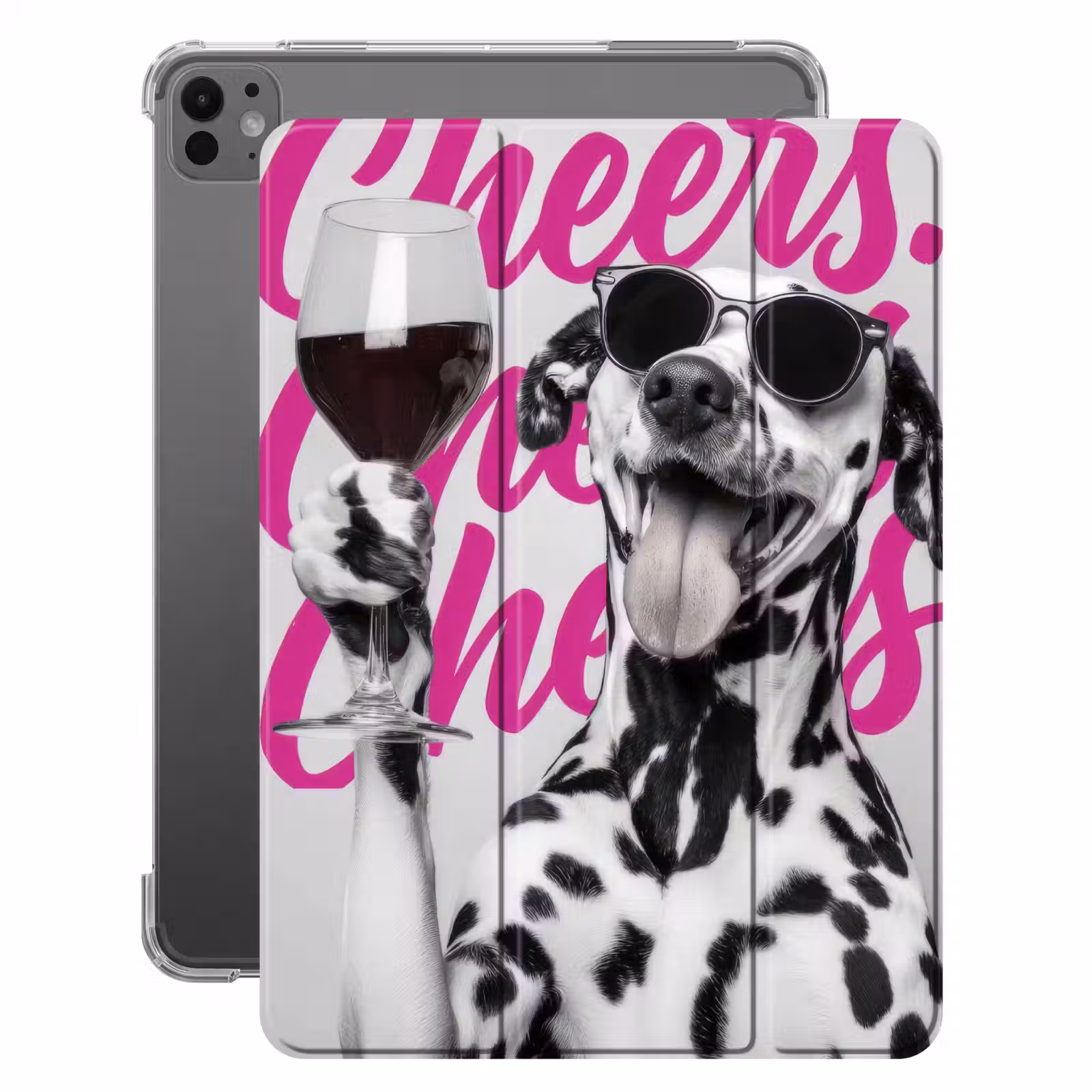iPad-Hülle - Prost - Hund - Rosa - Wein — 1