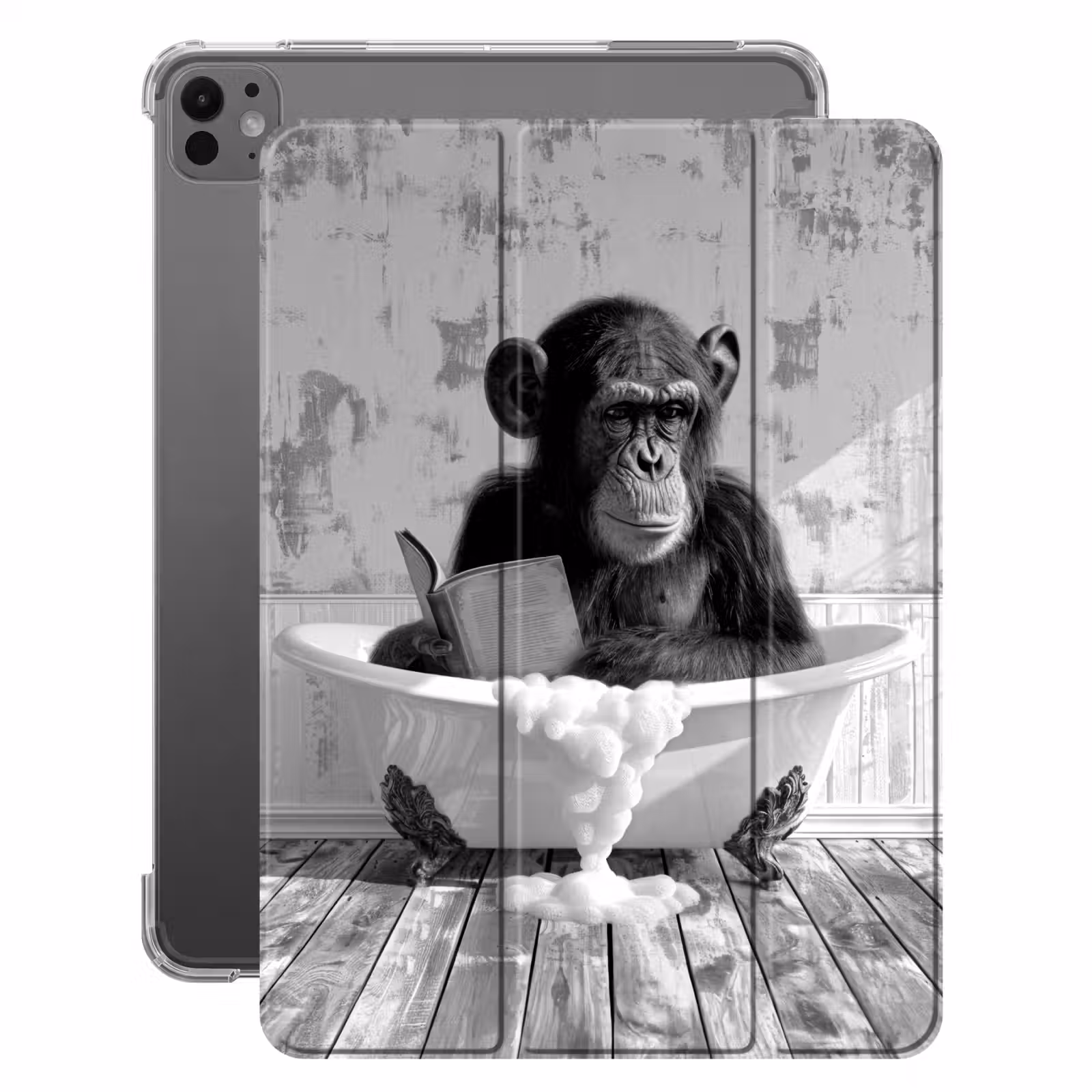 iPad-Hülle - Vintage - Affe - Badewanne - Schaumstoff - Tier — 1