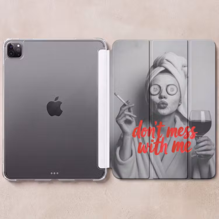 iPad-Hülle - Leg dich nicht mit mir an - Wein - Frau - Zigarette — 6