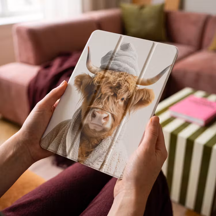 iPad-Hülle - Schottischer Highlander - Bademantel - Kuh - Tiere — 4