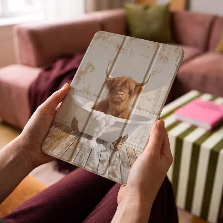 iPad-Hülle - Schottischer Highlander - Badewanne - Vintage - Kuh — 4